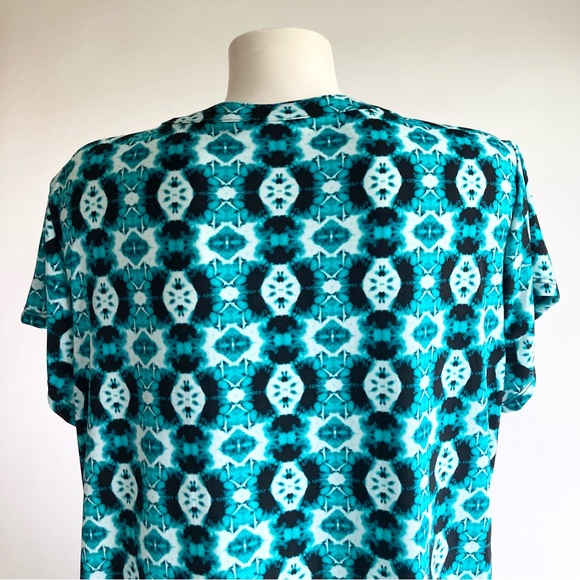 New Dana Buchman Green white Black Polyester Short Sleeves Blouse size XXL - Picture 8 of 13